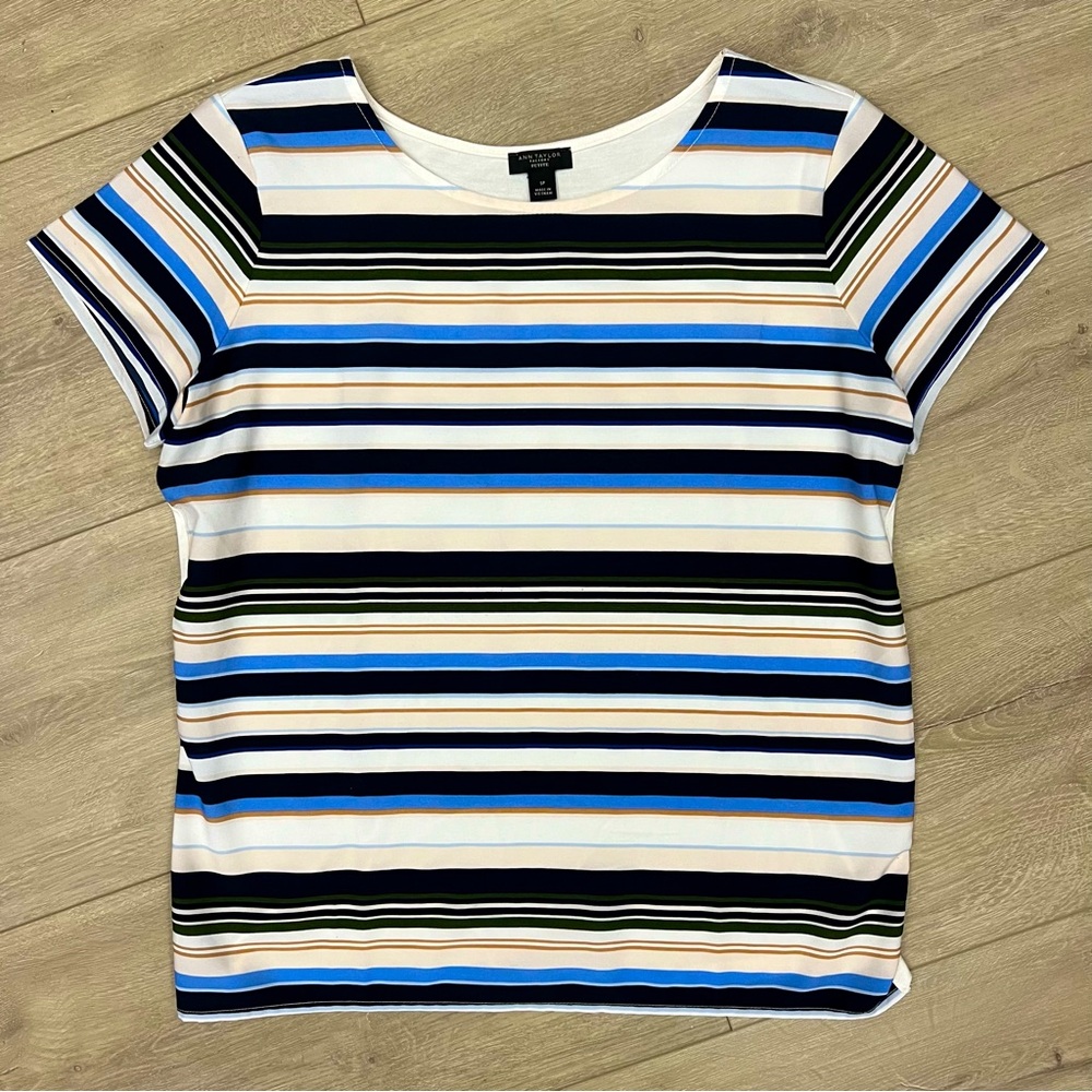 Ann Taylor Factory Top T-shirt Striped Petite Small PS Short Sleeve